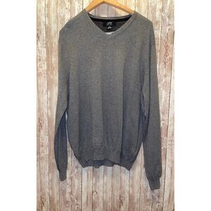 Foxcroft V Neck Cashmere Blend Sweater Gray Long Sleeve Men’s Size XXLARGE